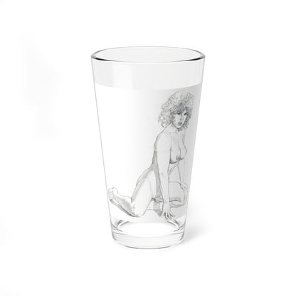 Linda Blair #171 - Nude Pencil Drawing (Vintage Female Icon) Pint Glass 16oz-16oz-Go Mug Yourself