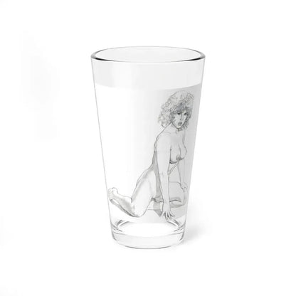 Linda Blair #171 - Nude Pencil Drawing (Vintage Female Icon) Pint Glass 16oz 16oz - Go Mug Yourself