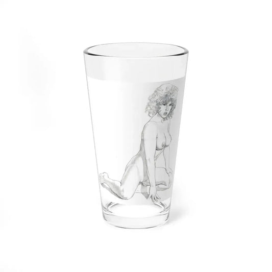 Linda Blair #171 - Nude Pencil Drawing (Vintage Female Icon) Pint Glass 16oz 16oz - Go Mug Yourself