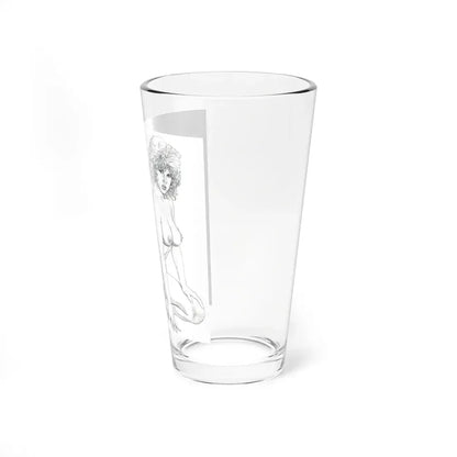 Linda Blair #171 - Nude Pencil Drawing (Vintage Female Icon) Pint Glass 16oz - Go Mug Yourself