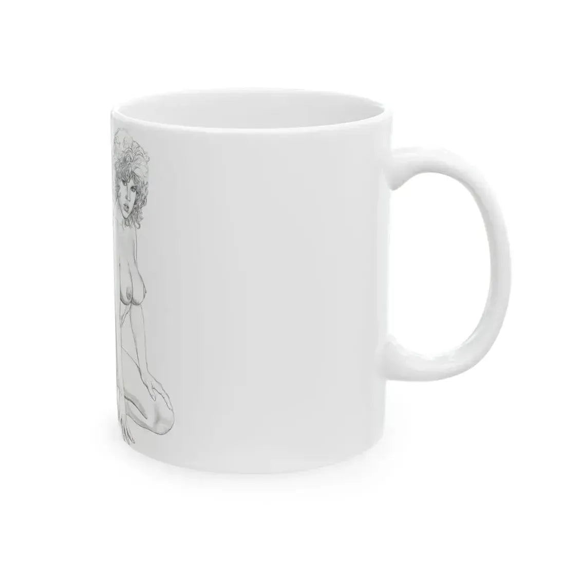 Linda Blair #171 - Nude Pencil Drawing (Vintage Female Icon) White Coffee Mug - Go Mug Yourself