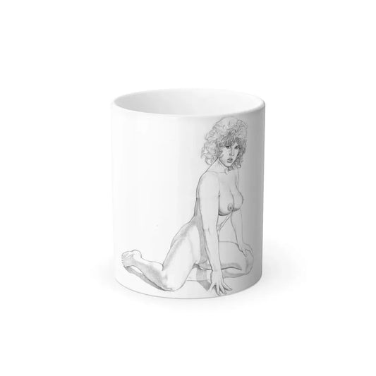 Linda Blair #171 - Nude Pencil Drawing_1 (Vintage Female Icon) Color Changing Coffee Mug 11oz - Go Mug Yourself