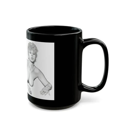Linda Blair #172 - Nude Pencil Drawing (Vintage Female Icon) Black Coffee Mug - Go Mug Yourself