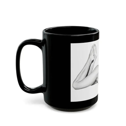 Linda Blair #172 - Nude Pencil Drawing (Vintage Female Icon) Black Coffee Mug - Go Mug Yourself