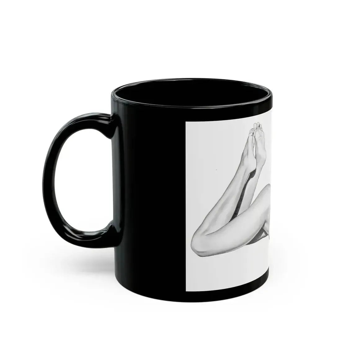 Linda Blair #172 - Nude Pencil Drawing (Vintage Female Icon) Black Coffee Mug - Go Mug Yourself