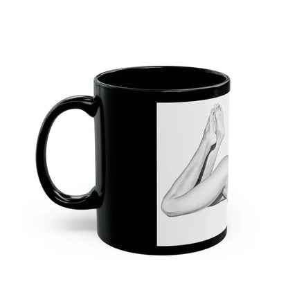 Linda Blair #172 - Nude Pencil Drawing (Vintage Female Icon) Black Coffee Mug - Go Mug Yourself