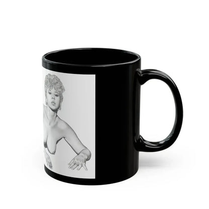 Linda Blair #172 - Nude Pencil Drawing (Vintage Female Icon) Black Coffee Mug - Go Mug Yourself