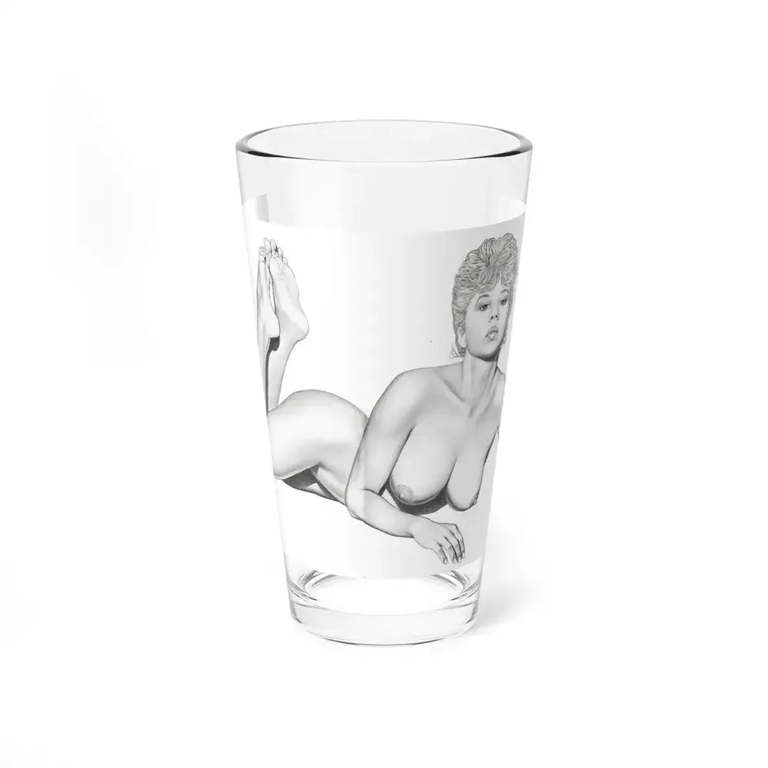 Linda Blair #172 - Nude Pencil Drawing (Vintage Female Icon) Pint Glass 16oz 16oz - Go Mug Yourself
