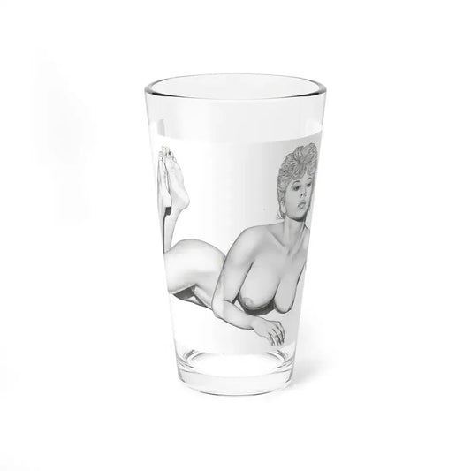 Linda Blair #172 - Nude Pencil Drawing (Vintage Female Icon) Pint Glass 16oz 16oz - Go Mug Yourself
