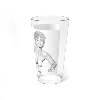 Linda Blair #172 - Nude Pencil Drawing (Vintage Female Icon) Pint Glass 16oz-Go Mug Yourself