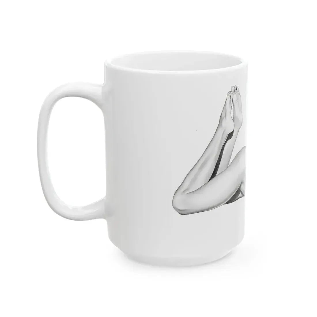Linda Blair #172 - Nude Pencil Drawing (Vintage Female Icon) White Coffee Mug - Go Mug Yourself