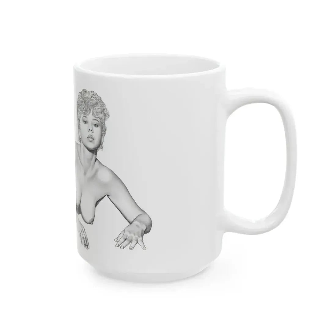 Linda Blair #172 - Nude Pencil Drawing (Vintage Female Icon) White Coffee Mug - Go Mug Yourself