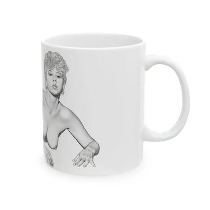 Linda Blair #172 - Nude Pencil Drawing (Vintage Female Icon) White Coffee Mug - Go Mug Yourself