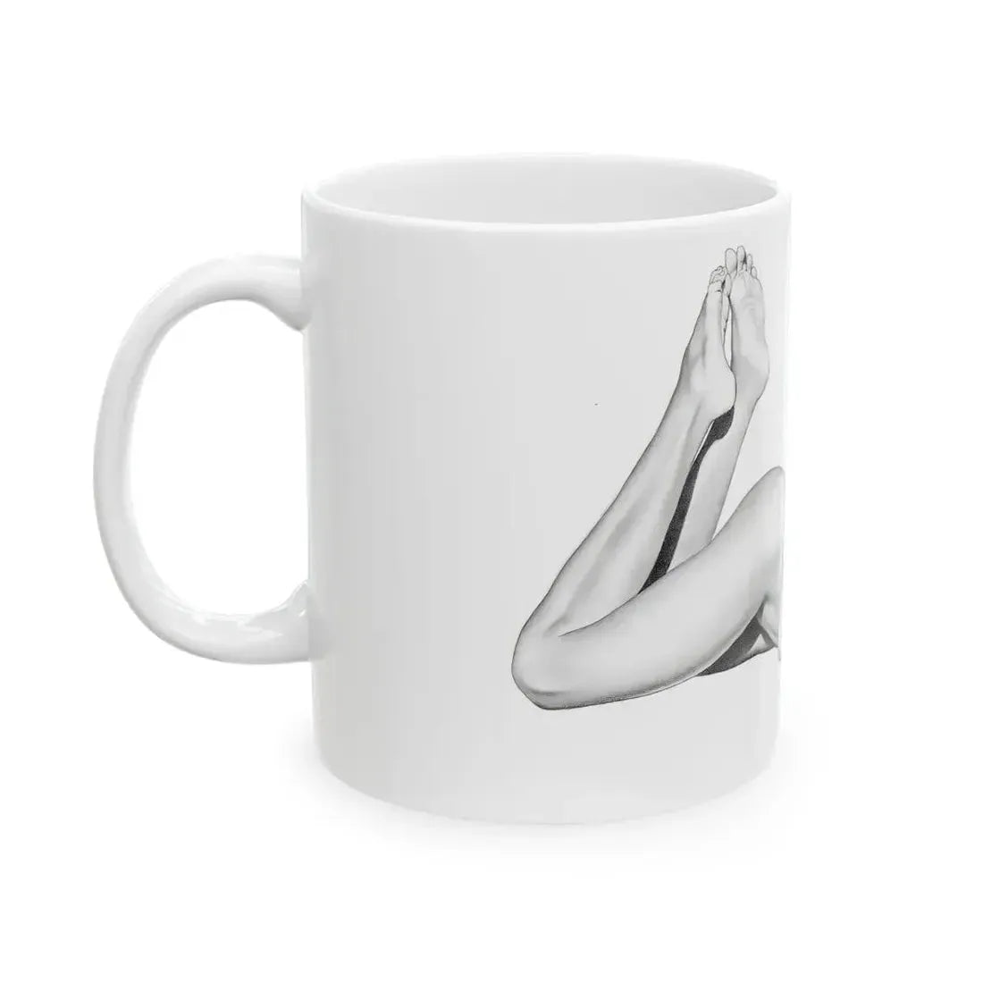 Linda Blair #172 - Nude Pencil Drawing (Vintage Female Icon) White Coffee Mug - Go Mug Yourself