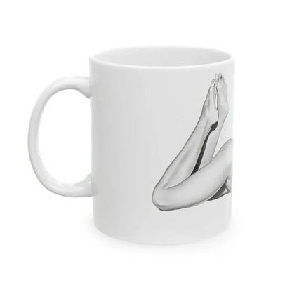 Linda Blair #172 - Nude Pencil Drawing (Vintage Female Icon) White Coffee Mug - Go Mug Yourself