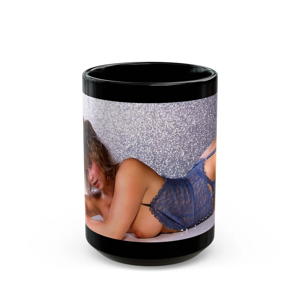 Linda Blair #175 - Topless (Vintage Female Icon) Black Coffee Mug-15oz-Go Mug Yourself