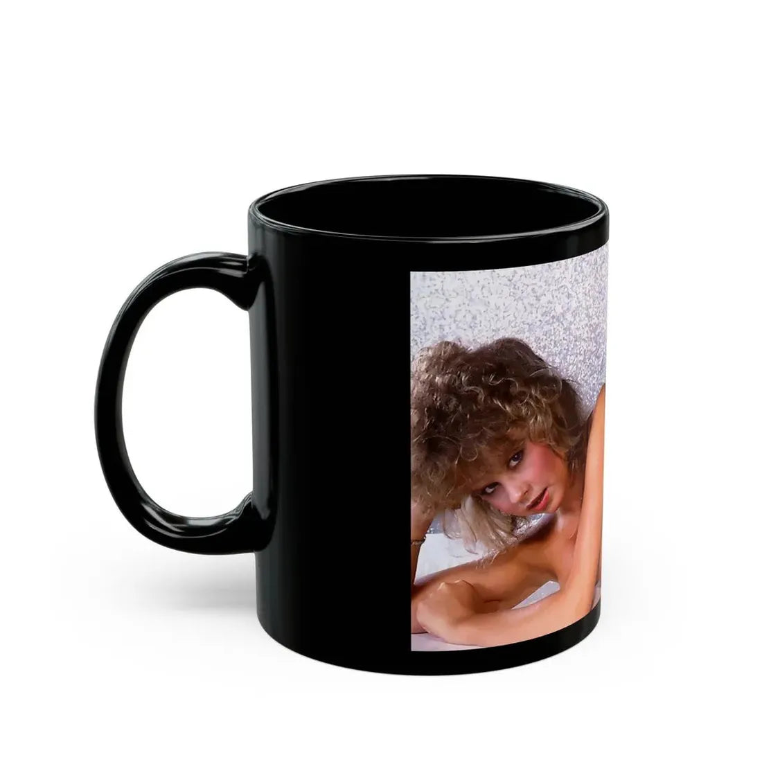 Linda Blair #175 - Topless (Vintage Female Icon) Black Coffee Mug - Go Mug Yourself
