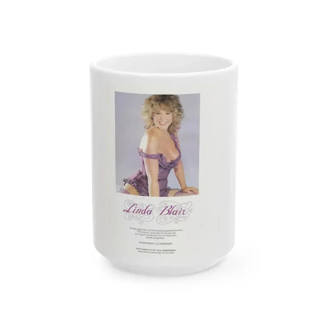 Linda Blair #184 - Partially Topless (Vintage Female Icon) White Coffee Mug 15oz - Go Mug Yourself