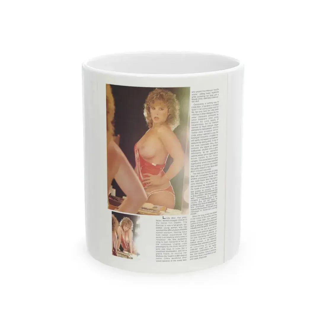 Linda Blair #185 - Topless (Vintage Female Icon) White Coffee Mug 11oz - Go Mug Yourself