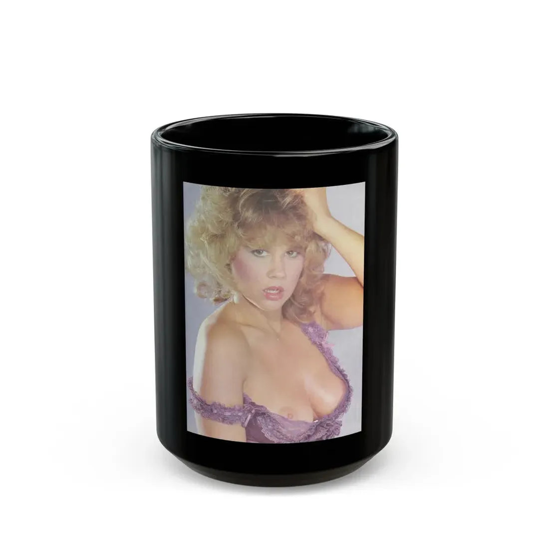 Linda Blair #187 - Topless (Vintage Female Icon) Black Coffee Mug 15oz - Go Mug Yourself