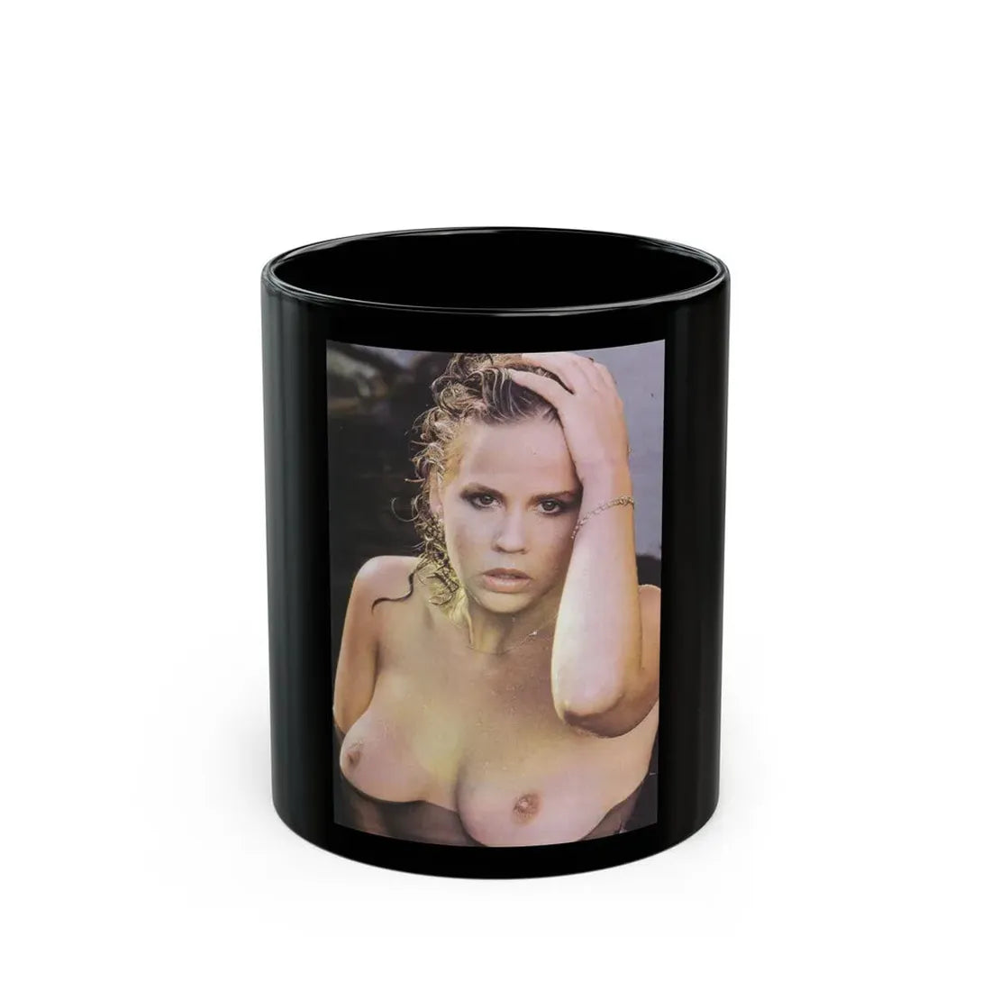 Linda Blair #189 - Topless (Vintage Female Icon) Black Coffee Mug 11oz - Go Mug Yourself