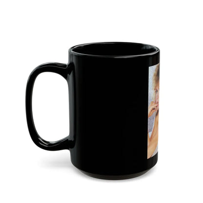 Linda Blair #190 - Topless (Vintage Female Icon) Black Coffee Mug-Go Mug Yourself