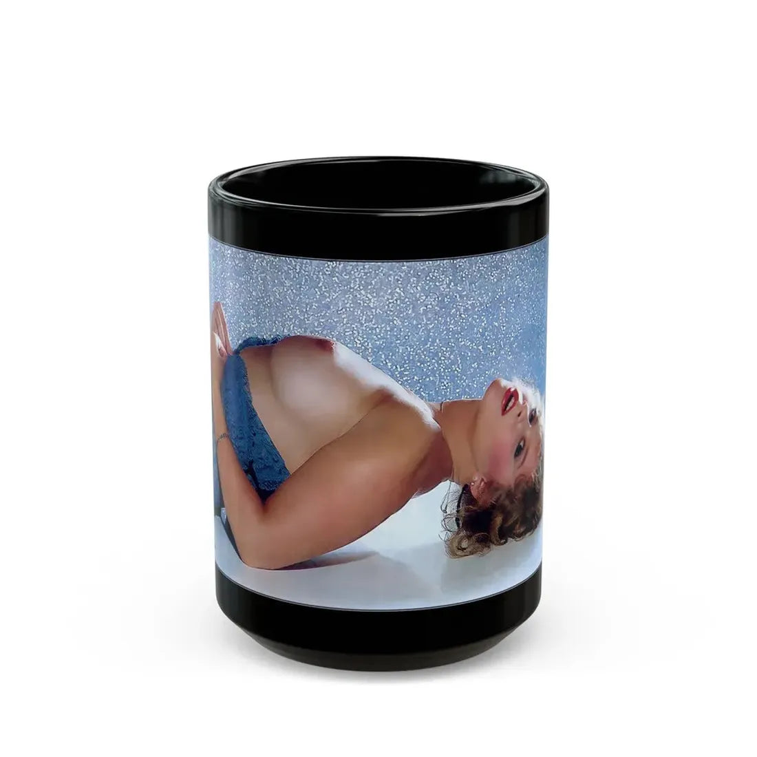 Linda Blair #193 - Topless (Vintage Female Icon) Black Coffee Mug 15oz - Go Mug Yourself