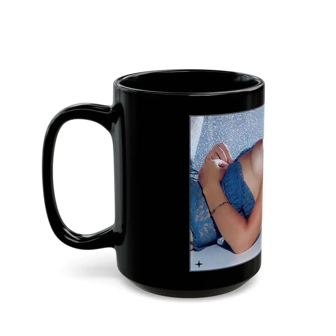 Linda Blair #193 - Topless (Vintage Female Icon) Black Coffee Mug - Go Mug Yourself