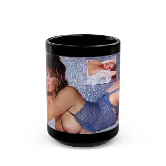 Linda Blair #194 - Topless (Vintage Female Icon) Black Coffee Mug 15oz - Go Mug Yourself