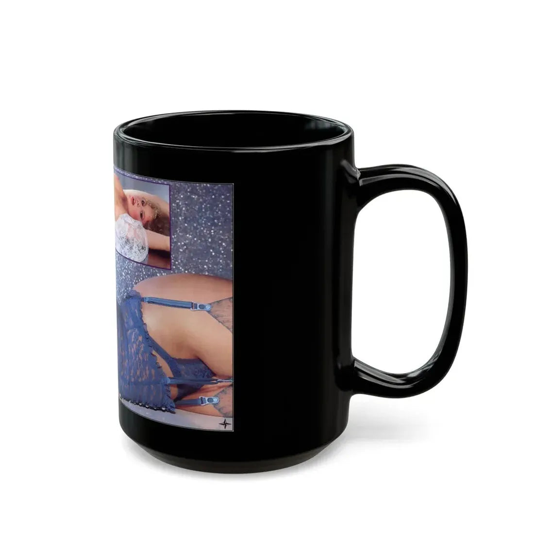Linda Blair #194 - Topless (Vintage Female Icon) Black Coffee Mug - Go Mug Yourself