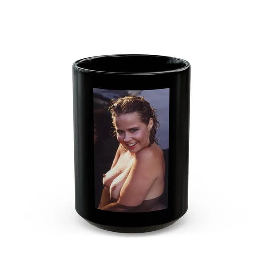 Linda Blair #195 - Topless (Vintage Female Icon) Black Coffee Mug 15oz - Go Mug Yourself