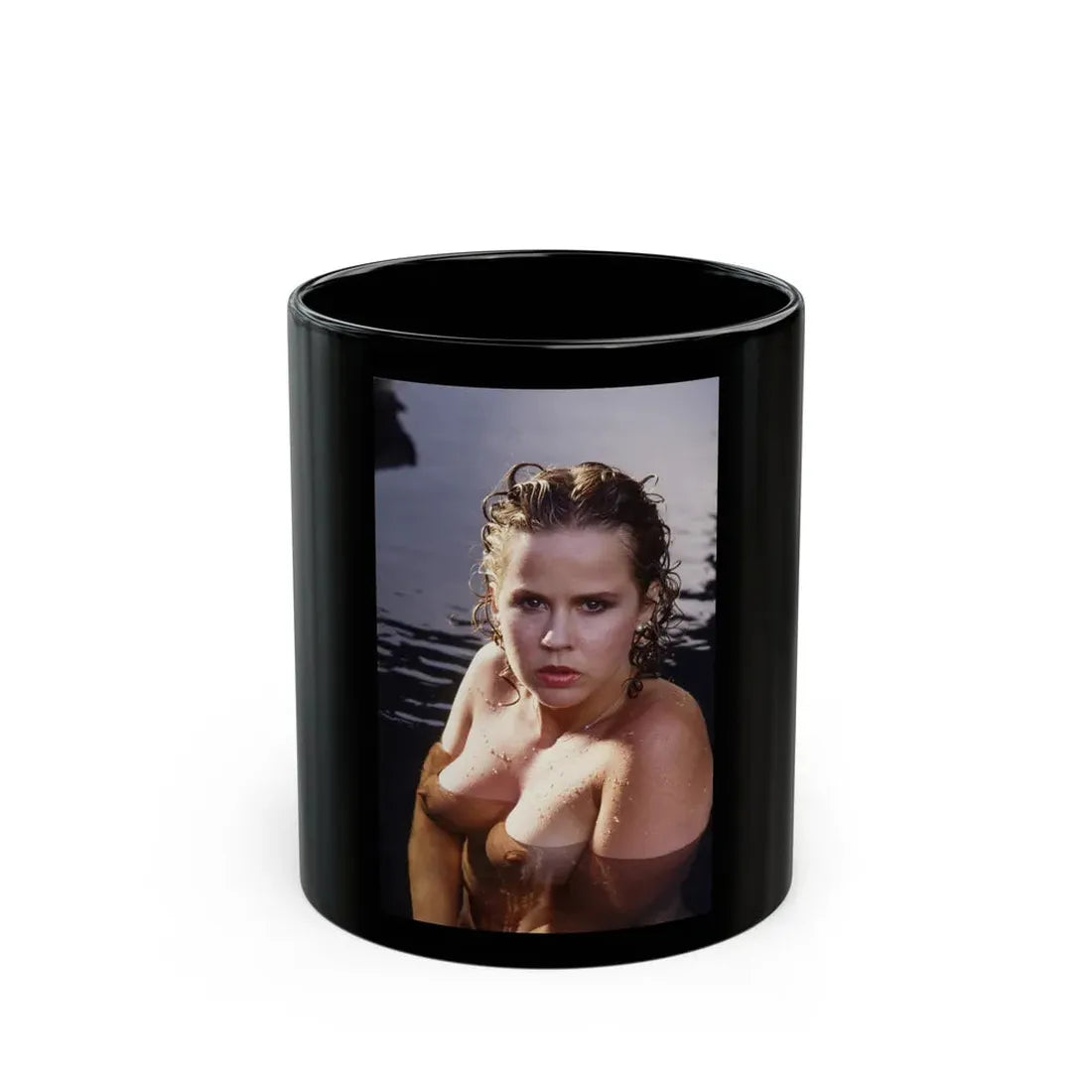Linda Blair #196 - Topless (Vintage Female Icon) Black Coffee Mug 11oz - Go Mug Yourself