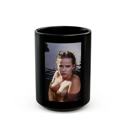 Linda Blair #196 - Topless (Vintage Female Icon) Black Coffee Mug 15oz - Go Mug Yourself
