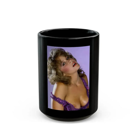 Linda Blair #197 - Partially Topless (Vintage Female Icon) Black Coffee Mug 15oz - Go Mug Yourself