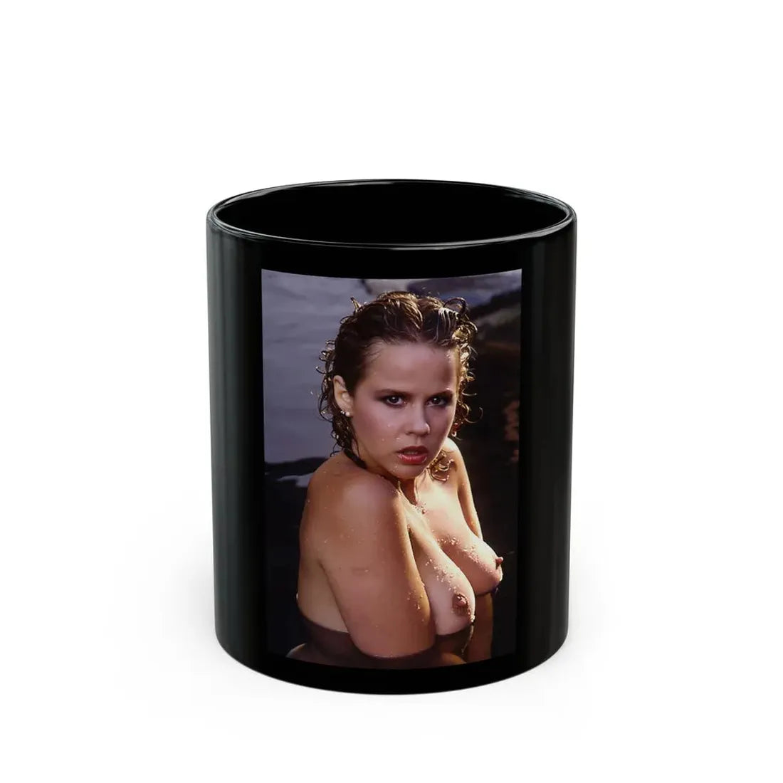 Linda Blair #202 - Topless (Vintage Female Icon) Black Coffee Mug 11oz - Go Mug Yourself