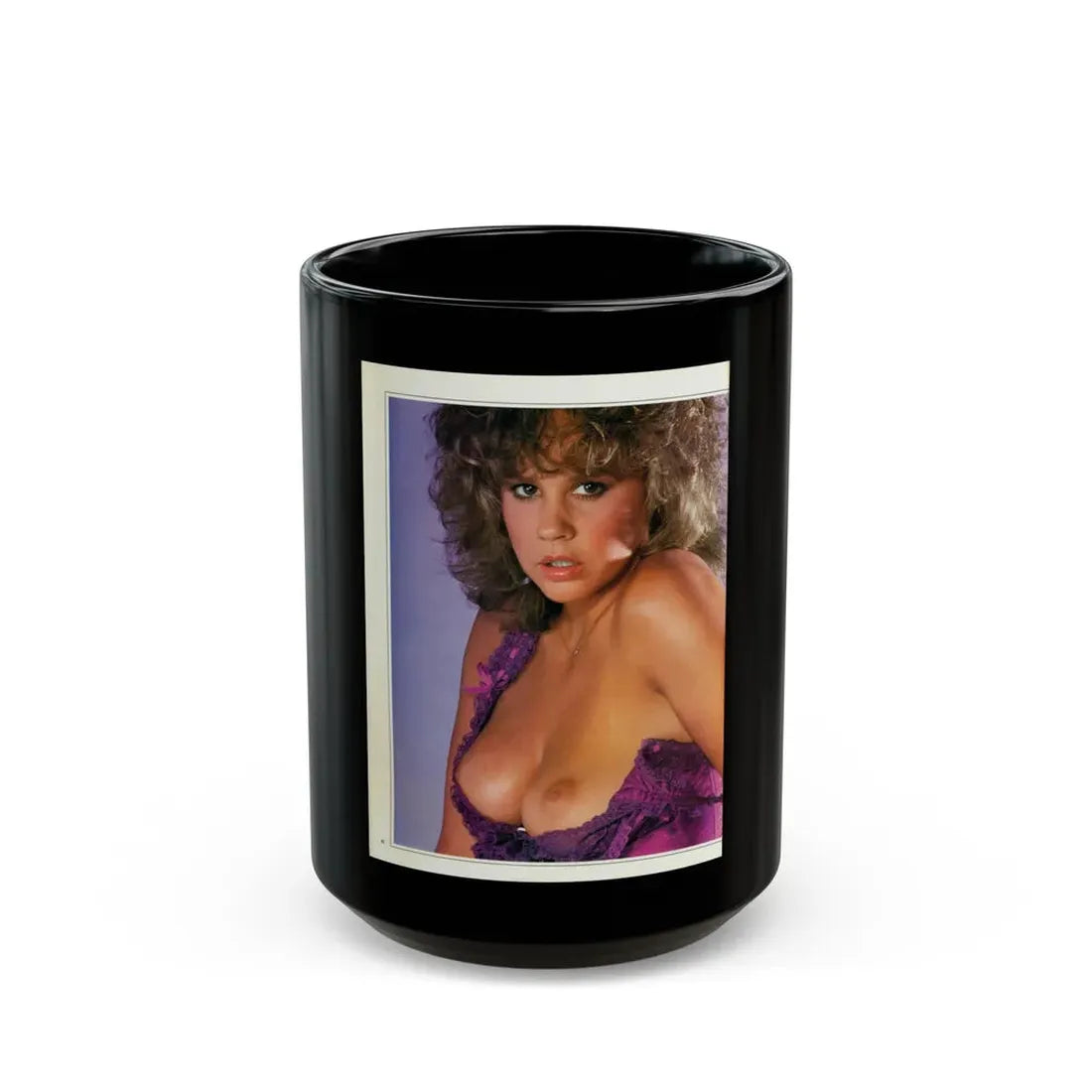 Linda Blair #209 - Topless (Vintage Female Icon) Black Coffee Mug 15oz - Go Mug Yourself