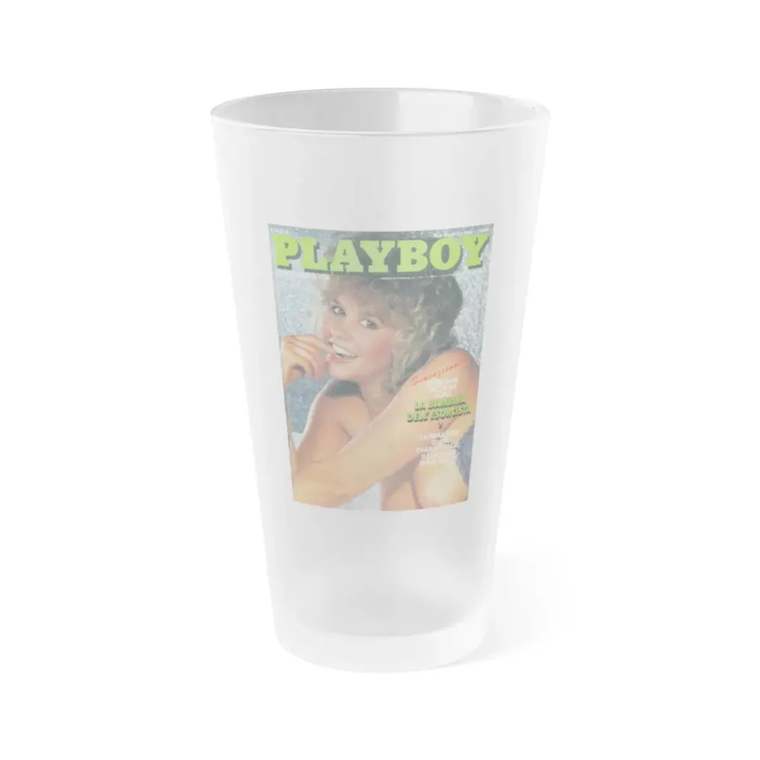 Linda Blair #211 - Italian Playboy Mag. '83 (Vintage Female Icon) Frosted Pint Glass 16oz 16oz Frosted - Go Mug Yourself