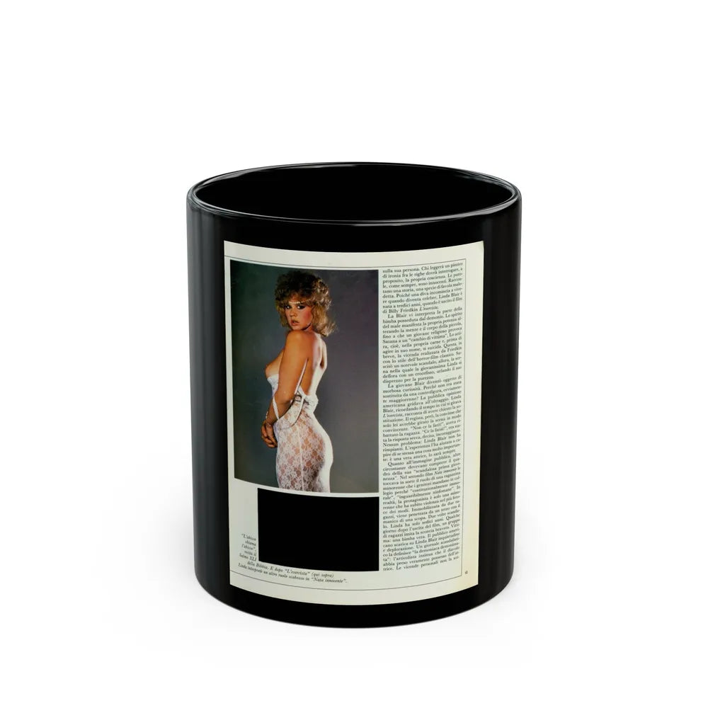 Linda Blair #214 - Topless (Vintage Female Icon) Black Coffee Mug-11oz-Go Mug Yourself