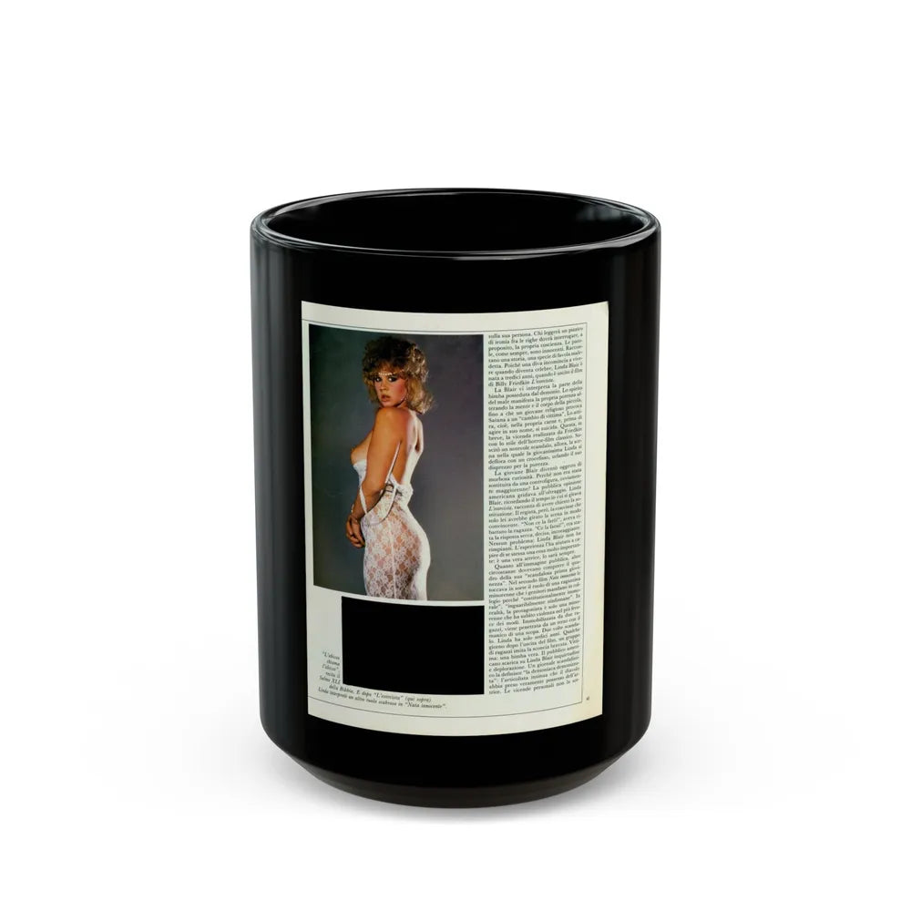 Linda Blair #214 - Topless (Vintage Female Icon) Black Coffee Mug-15oz-Go Mug Yourself