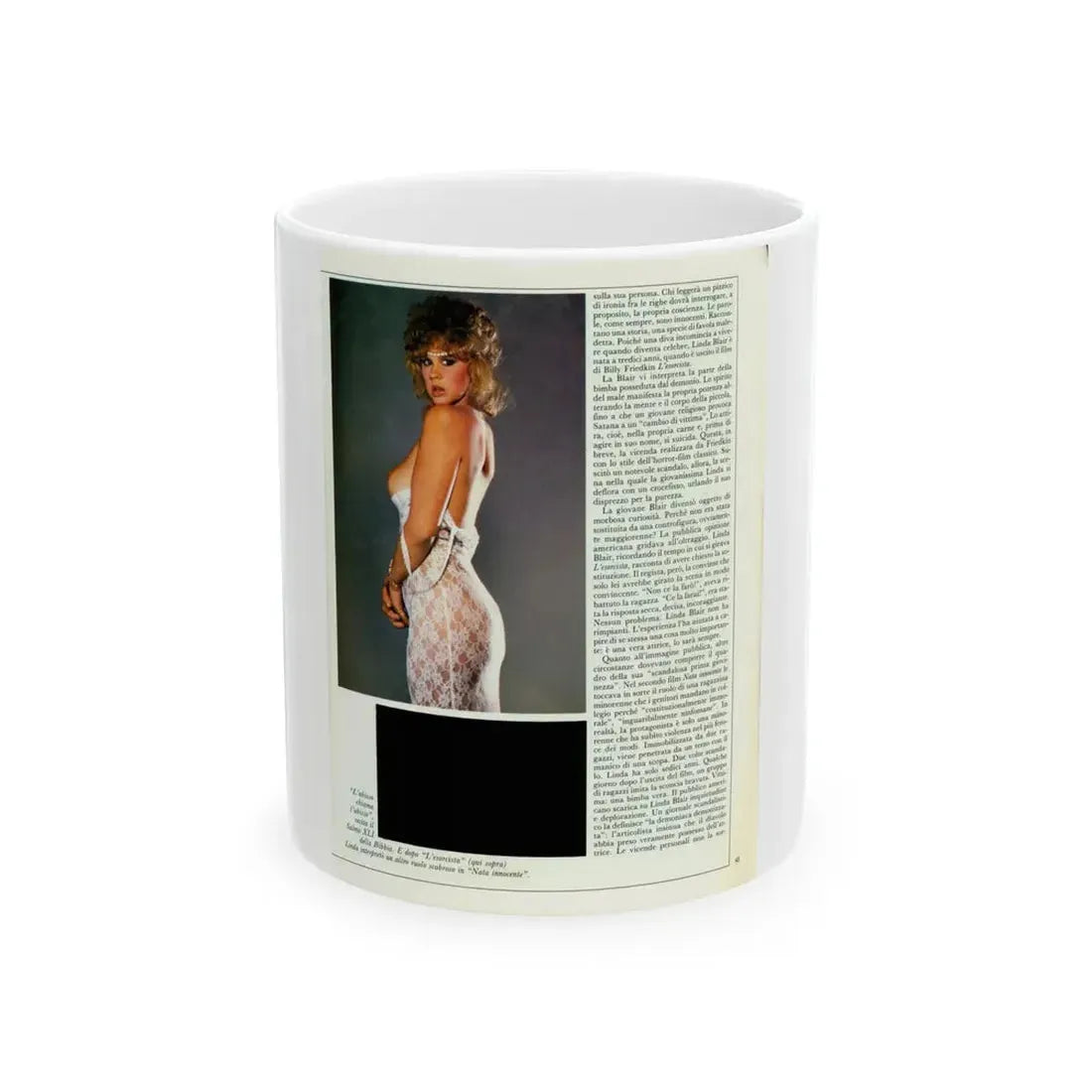 Linda Blair #214 - Topless (Vintage Female Icon) White Coffee Mug 11oz - Go Mug Yourself