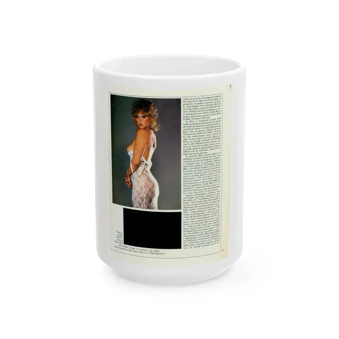 Linda Blair #214 - Topless (Vintage Female Icon) White Coffee Mug 15oz - Go Mug Yourself