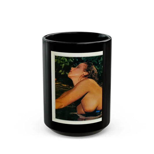 Linda Blair #215 - Topless (Vintage Female Icon) Black Coffee Mug 15oz - Go Mug Yourself