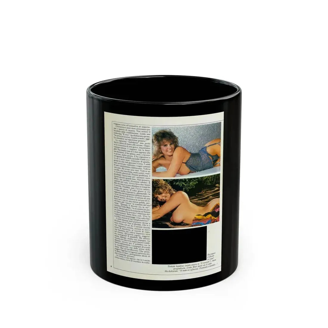 Linda Blair #217 - Topless (Vintage Female Icon) Black Coffee Mug 11oz - Go Mug Yourself