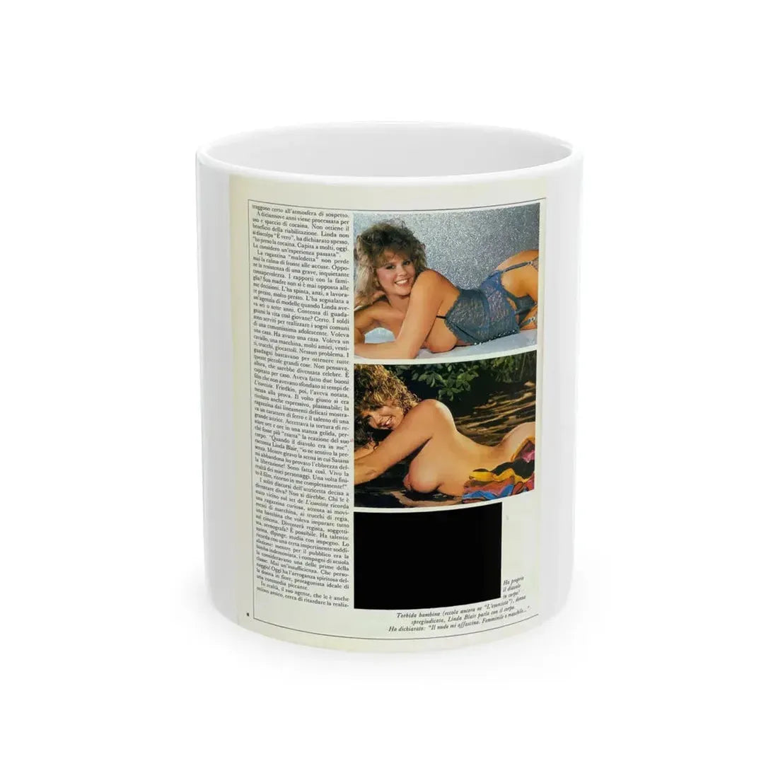 Linda Blair #217 - Topless (Vintage Female Icon) White Coffee Mug 11oz - Go Mug Yourself