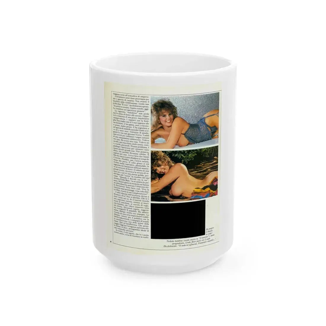 Linda Blair #217 - Topless (Vintage Female Icon) White Coffee Mug 15oz - Go Mug Yourself