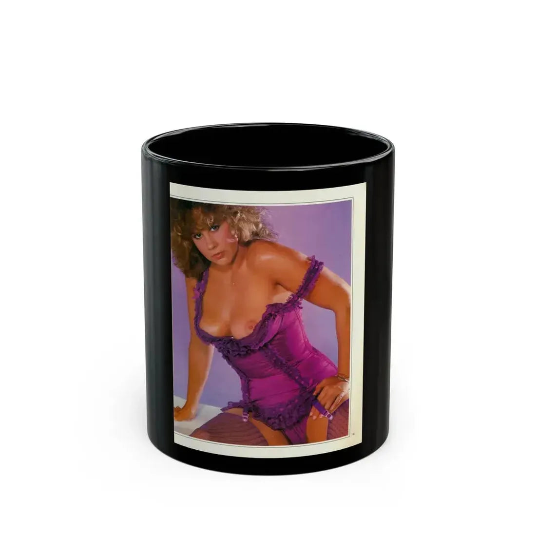 Linda Blair #218 - Partially Topless (Vintage Female Icon) Black Coffee Mug 11oz - Go Mug Yourself