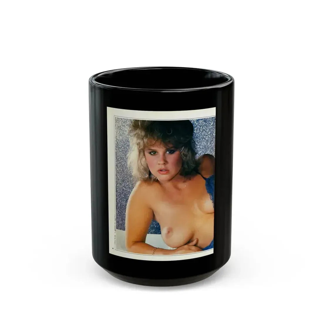 Linda Blair #219 - Topless (Vintage Female Icon) Black Coffee Mug 15oz - Go Mug Yourself