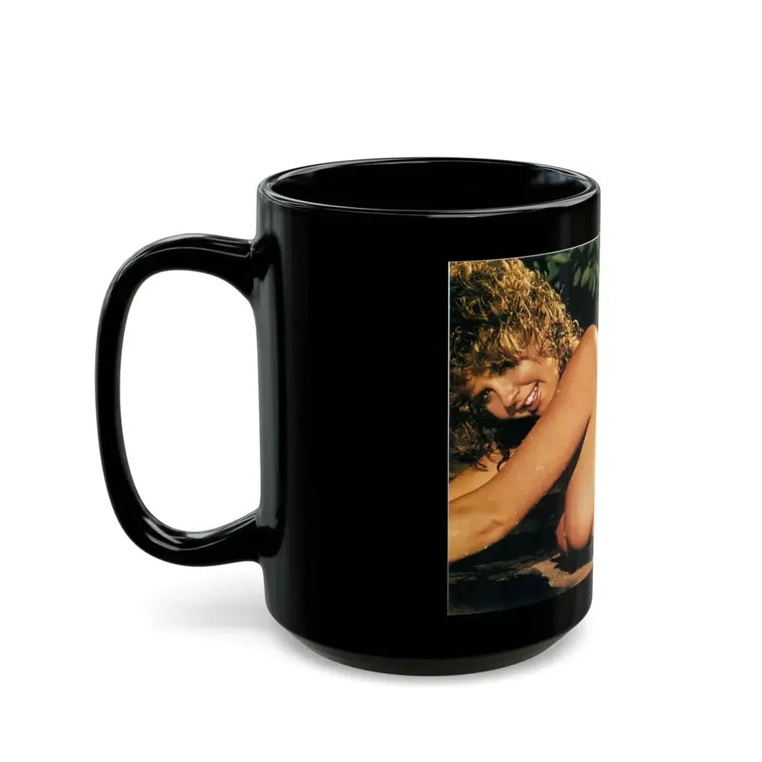 Linda Blair #225 - Topless (Vintage Female Icon) Black Coffee Mug - Go Mug Yourself