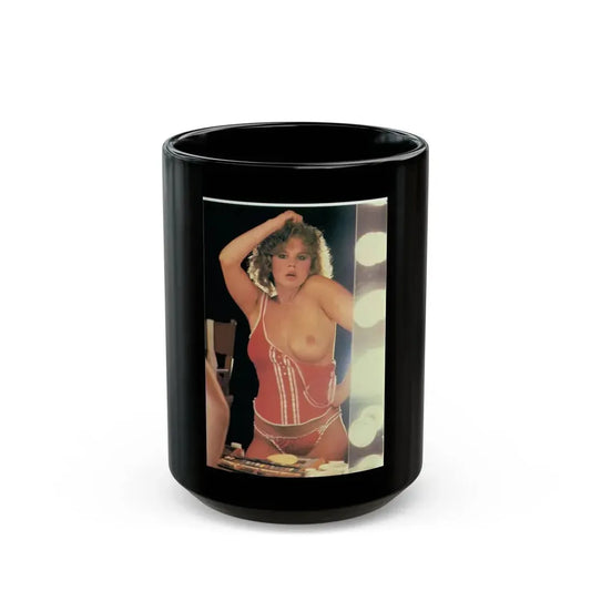 Linda Blair #226 - Partially Topless (Vintage Female Icon) Black Coffee Mug 15oz - Go Mug Yourself