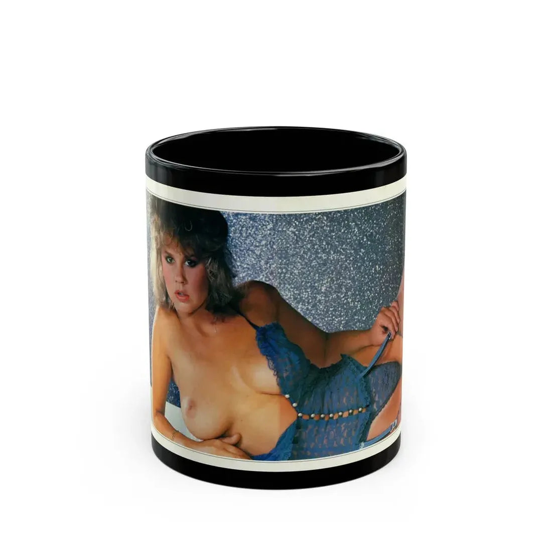 Linda Blair #228 - Partially Topless (Vintage Female Icon) Black Coffee Mug 11oz - Go Mug Yourself